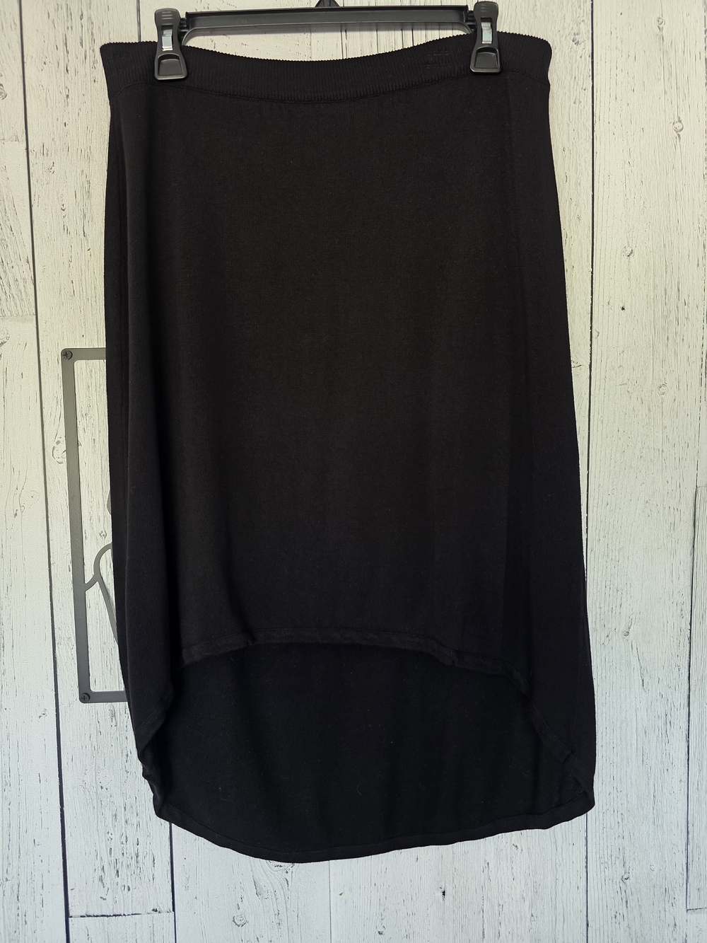 Evolution by Cyrus Black Knit High Low Midi Skirt Size Medium